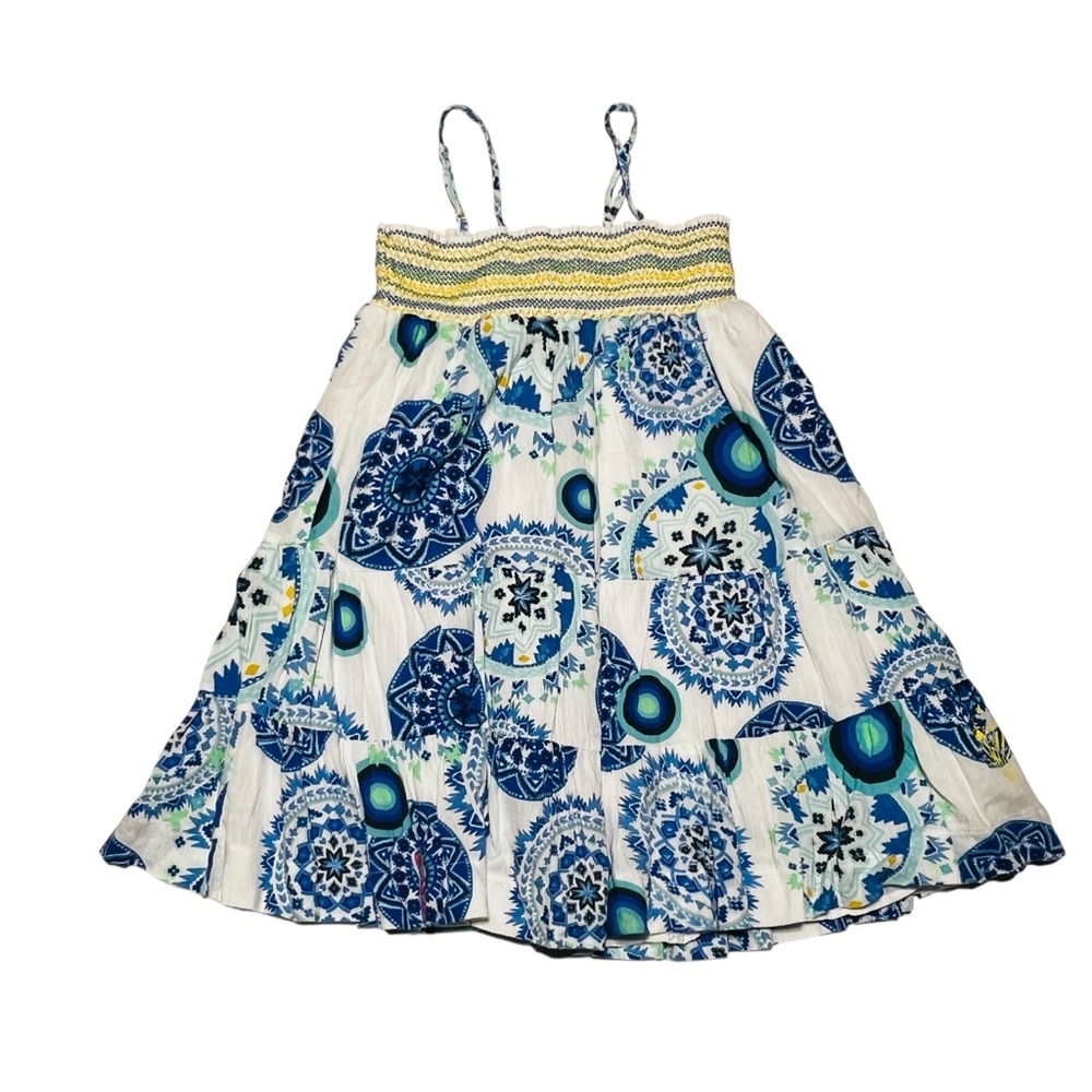 Desigual‎ Blue and White Patterned Boho Kids Dress cotton size 10